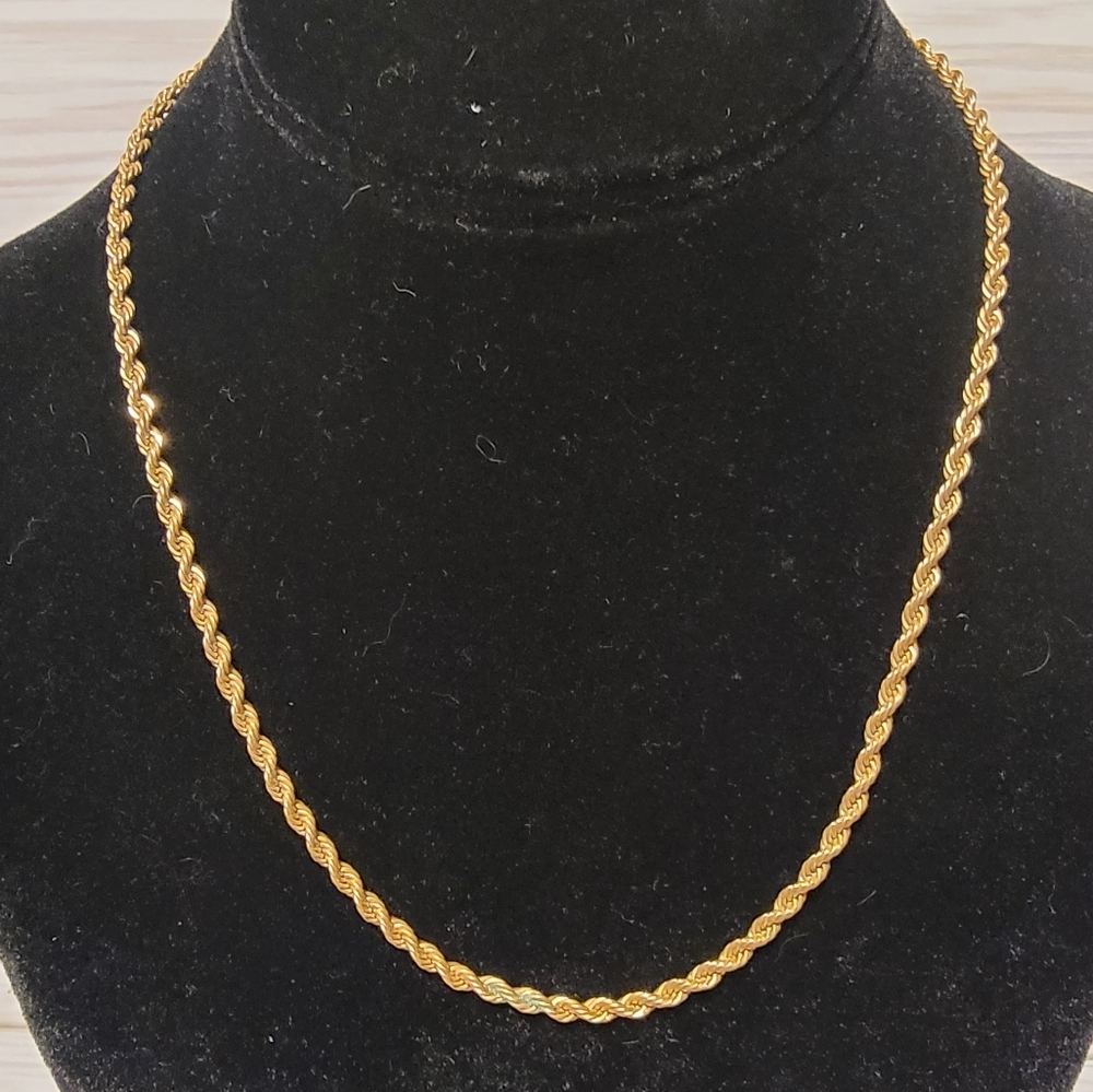 Vintage 14KTGP Gold Plated Twisted Rope Chain Necklace 18”